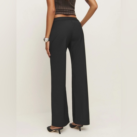 NWT Reformation X Camille Rowe Black Pinstripe Cherie Pant Trousers Size 12 - Picture 4 of 15